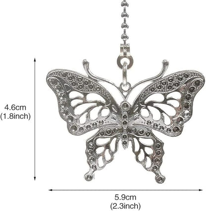 Ceiling Fan Pull Chain 12 inch Pull Chain Extension Fan Chain Extender Ceiling Fan Pulls Ornament with Ball Fan Chain Connector for Lighting Fans, 2 PACK (BUTTERFLY)