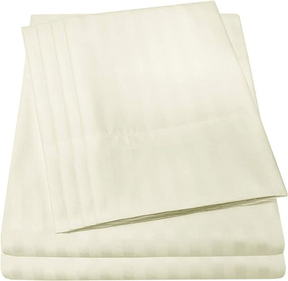 Full Size Bed Sheets - 6 Piece 1500 Supreme Collection Fine Brushed Microfiber Deep Pocket Full Sheet Set Bedding - 2 Extra Pillow Cases, Great Value, Full, Dobby Beige