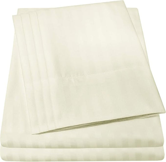 Twin Size Bed Sheets - 4 Piece 1500 Supreme Collection Fine Brushed Microfiber Deep Pocket Twin Sheet Set Bedding - 1 EXTRA PILLOW CASES, GREAT VALUE, Twin, Dobby Beige