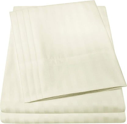 Cal King Size Bed Sheets - 6 Piece 1500 Supreme Collection Fine Brushed Microfiber Deep Pocket California King Sheet Set Bedding - 2 Extra Pillow Cases, Great Value, California King, Dobby Beige