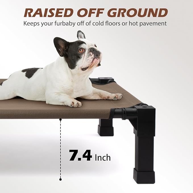 Heeyoo Elevated Dog Bed, Cooling Raised Pet Cot with Chew Proof Washable Breathable Mesh and Metal Frame, Portable Dog Cot Bed with No-Slip Feet for Outdoor or Indoor Use-Mewly Pet