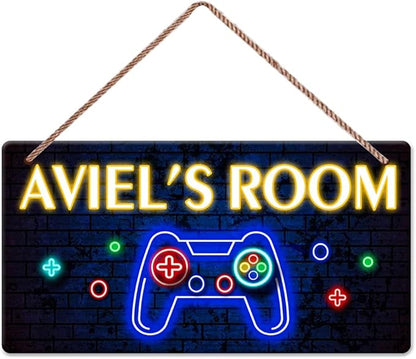 Personalized Name Game Room Decor, Custom Gaming Decor for Boys Bedroom, Video Game Room Decor, Wooden Game Room Sign, Hanging Game Room Accessories and Decor, Kids Playroom Decor