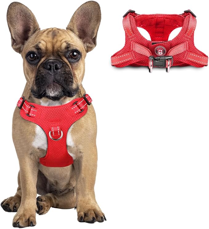 Dog Harness Step in Dog Vest Harness, Reflective Adjustable Puppy No Pull Harness Breathable Soft for Small and Medium Dogs Cats, Red, S-Mewly Pet