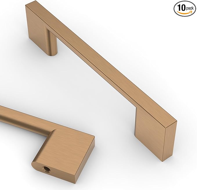Asidrama 10 Pack 3.75 Inch(96mm) Champagne Bronze Kitchen Cabinet Handles, Cabinet Pulls Kitchen Cabinet Hardware for Cupboard Drawer Handles Dresser Pulls