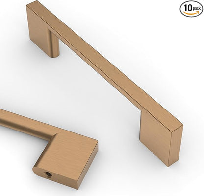 Asidrama 10 Pack 3.75 Inch(96mm) Champagne Bronze Kitchen Cabinet Handles, Cabinet Pulls Kitchen Cabinet Hardware for Cupboard Drawer Handles Dresser Pulls