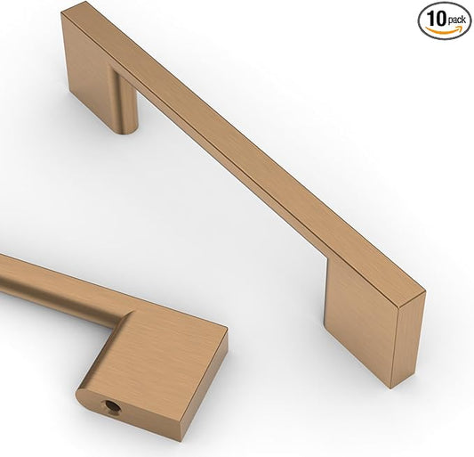 Asidrama 10 Pack 3.75 Inch(96mm) Champagne Bronze Kitchen Cabinet Handles, Cabinet Pulls Kitchen Cabinet Hardware for Cupboard Drawer Handles Dresser Pulls