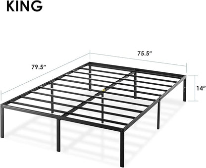 Best Price Mattress 14 Inch Metal Platform Beds w/ Heavy Duty Steel Slat Mattress Foundation (No Box Spring Needed), King Size, Black