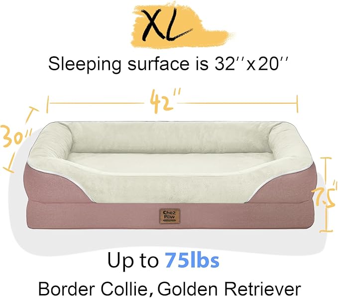 Orthopedic Washable Large Dog Bed - Removable Orthopedic Foam Dog Beds with Bolsters Waterproof Large Dogs Bed and Non-Slip Bottom-Mewly Pet