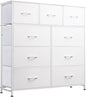WLIVE 9-Drawer Dresser, Fabric Storage Tower for Bedroom, Hallway, Closet, Tall Chest Organizer Unit for Bedroom with Fabric Bins, Steel Frame, Wood Top, Easy Pull Handle, White