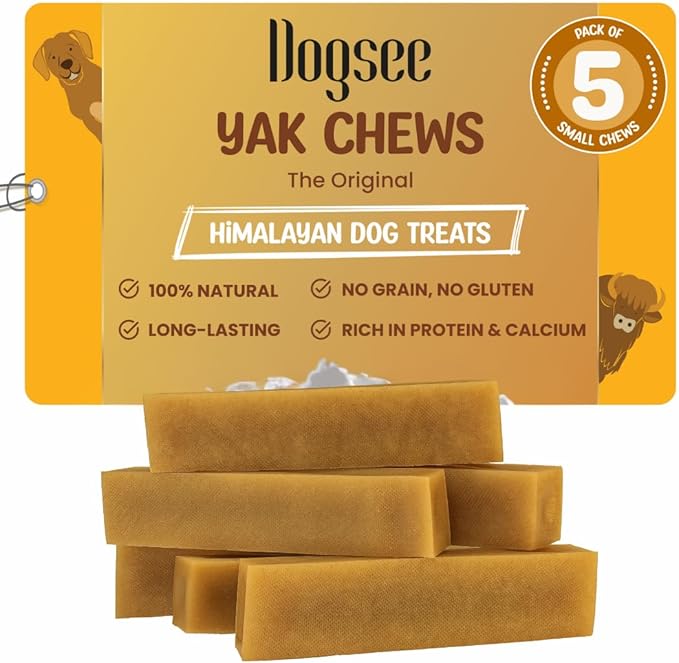Dogsee Original Himalayan Yak Cheese Dog Chews (Small - 5 Bars) | Yak Chews for Small Dogs | Rawhide Free | Easily Digestible Dog Treats-Mewly Pet