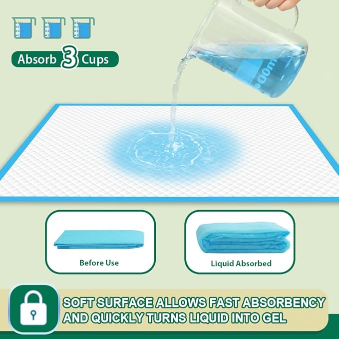 IMMCUTE Puppy Pee Pads 22"x23", 50 Count, Super Absorbent Leak-Proof Disposable Dog Training Pads for Puppies, Adult Dogs Cats & Other Pets Potty Piddle Pads for Crate, Kennel & Indoor/Outdoor Use-Mewly Pet