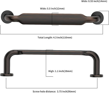 Asidrama 10 Pack 3.75 Inch(96mm) Oil Rubbed Bronze Kitchen Cabinet Handles, Cabinet Pulls Kitchen Cabinet Hardware for Cupboard Drawer Pulls