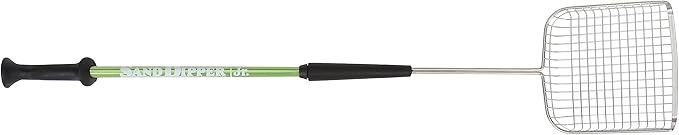 Sand Dipper Cat Poop Scooper & Chicken Poop Scooper - Rugged Big 6" Square Stainless Steel Long Handle for Home Kitty Litter Scoop & Farm Chicken Coop Scooper (Junior)-Mewly Pet