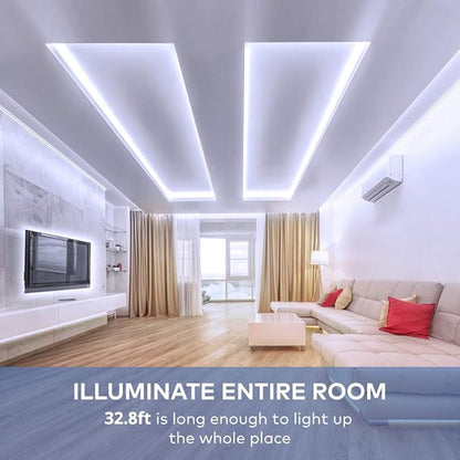 Govee 32.8ft White LED Strip Lights, 6500K Dimmable LED Light Strip with Control Box, Bright 600 LEDs, Daylight White Lights for Mirror, Under Cabinet, Living Room, Study, Wardrobe, 2 Rolls of 16.4ft