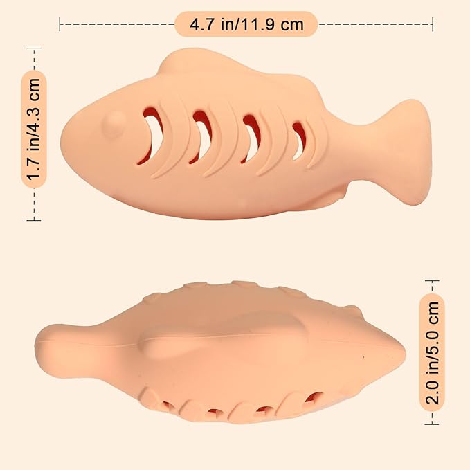 Cat Toys for Indoor Cats, Fish Shape Chew Catnip Toys for Teeth Clean, Food Grade Silicone Cat Enrichment Toy, Interactive Kitten Teething Toys with 1 Cat Nip Ball, Orange, 2 Pcs-Mewly Pet