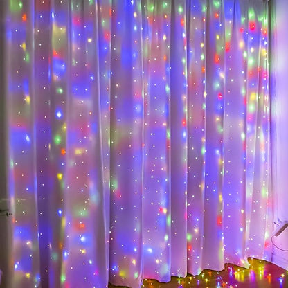 ZSJWL 300 LED Multicolor Curtain Fairy Lights with Remote, 8 Modes 9.8 × 9.8 Ft Waterproof USB Plug in Copper Wire Lights for Bedroom Window Chrismas Wedding Party