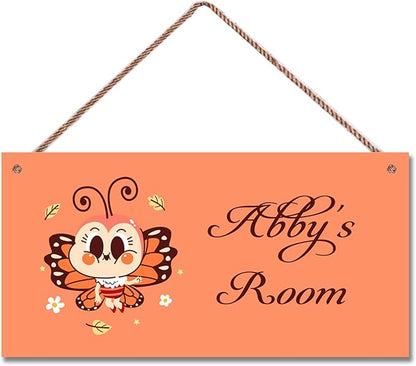 Personalized Signs Cute Butterfly Sign For Kids Room Custom Name Door Wall Art Decor Little Man Cave Floral Nursery Cartton Art Plate For Boys Room Girls Bedroom