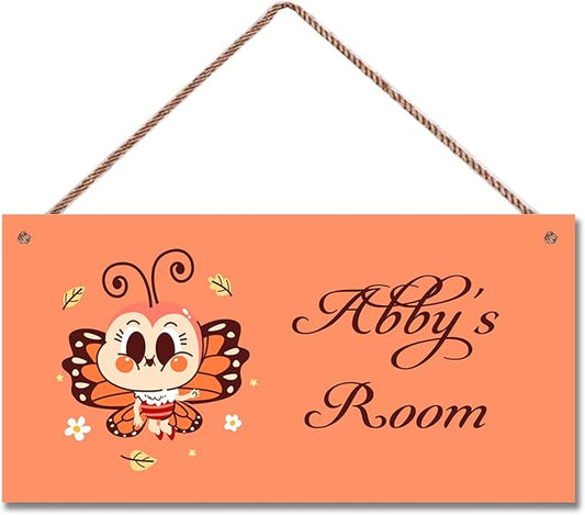 Personalized Signs Cute Butterfly Sign For Kids Room Custom Name Door Wall Art Decor Little Man Cave Floral Nursery Cartton Art Plate For Boys Room Girls Bedroom