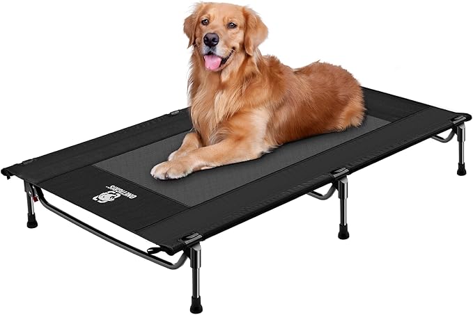 ONETIGRIS Elevated Dog Bed for Large Dogs, Outdoor Dogs Cod Large Raised Dog Bed with Chew Proof Mesh, No-Slip Portable Bed for Indoor & Outdoor Portable-Mewly Pet