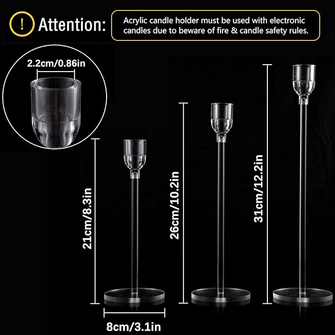 Vincidern 36pcs Acrylic Candle Holders Centerpieces for Table, Taper Candle Holder for Wedding Decor, Holiday, Events,Party, Halloween, Christmas Decorative Candlestick Holder, Taper Candle Holder Set
