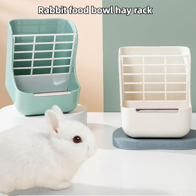 2 in 1 Food Hay Feeder for Guinea Pig, Rabbit Feeder, Indoor Hay Feeder for Guinea Pig, Rabbit, Chinchilla, Feed Bowls Use for Grass & Food (Yellow)-Mewly Pet