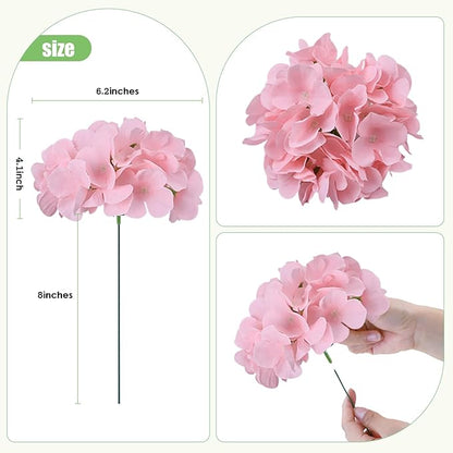 AVIVIHO 65pcs Fake Flowers Pink Hydrangea Artificial Flowers Bulk Realistic Hydrangeas Silk Flowers with Stems for Party,Home,Weddings,Table,Florals DIY Project,Arch Backdrop Decoration