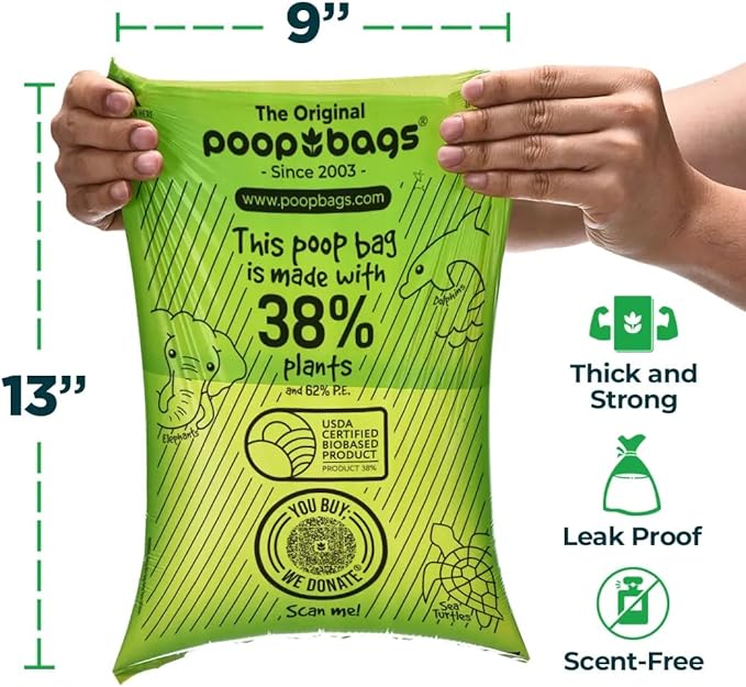 The Original Poop Bags® Dog Poop Bags Rolls – 38% Plant-Based, USDA Certified, Unscented, Leak-Proof & Durable Waste Bags for Dogs, 960 Count-Mewly Pet