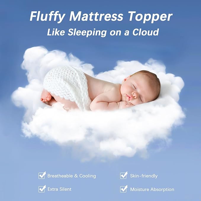 CYMULA Mattress Topper Queen Size,Pillow Top Mattress Topper, Queen Topper Pad Cover for Mattress with Elasticated Deep Pockets, Plush Down Alternative Fill Mattress Protector