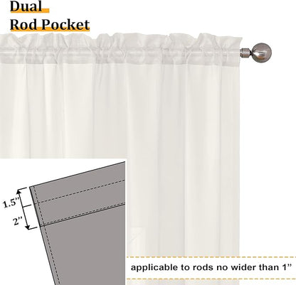 Aiyufeng 2 Pack Ivory Sheer Curtain 84 Inches Long, Light Filtering Airy Voile Drapes for Living Room, Patio, Sliding Door, Each 40" W x 84" L
