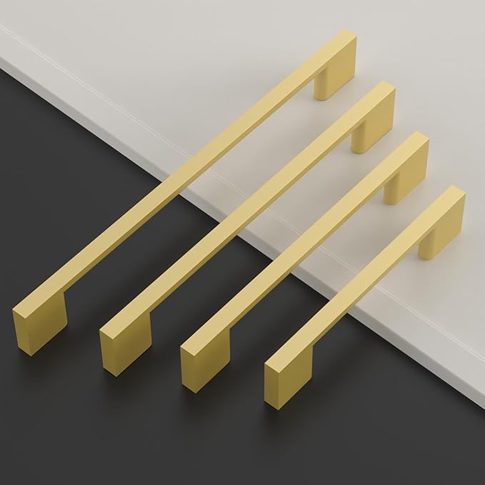 Asidrama 10 Pack 6.3 Inch(160mm) Brushed Gold Kitchen Cabinet Handles, Cabinet Pulls Kitchen Cabinet Hardware for Cupboard Drawer Pulls