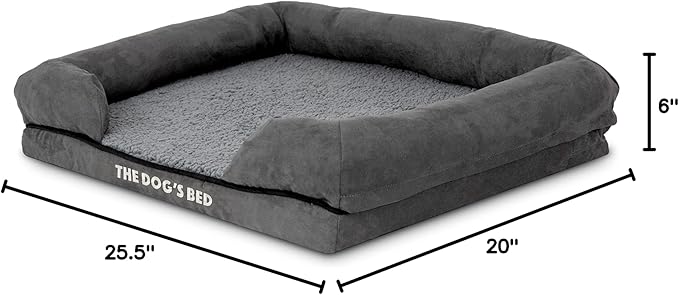The Dog’s Bed, Small Plush Grey, Memory Foam, Pain Relief: Arthritis, Hip & Elbow Dysplasia, Post Surgery, Lameness, Supportive, Calming, Waterproof Washable Cover, Veterinary Approved-Mewly Pet