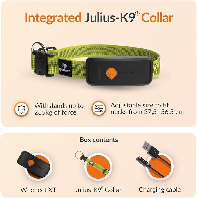 Weenect Dog XT - New GPS Collar for Dogs | XL Antenna | Waterproof | Ultra-Durable Integrated Julius-K9 Collar | Subscription Required-Mewly Pet