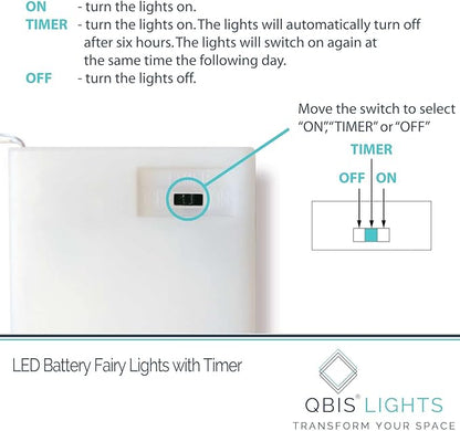 QBIS Warm White Fairy Lights Battery Operated with Timer Mode, 40 Micro LEDs for Mason Jars, 6.5ft, Silver Wire Lights Indoor Use (Warm White) - 2 Pack