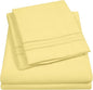 Sweet Home Collection California King Size Sheet Set with Built-in Sheet Straps - Deep Pocket Fitted Sheet, Flat Sheet & Pillowcases - Soft, Wrinkle-Free, Secure Fit - Pale Yellow