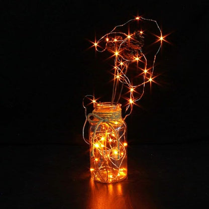 CYLAPEX 12 Pack Orange Fairy Lights String Battery Operated Fairy Lights Starry String Lights on 3.3ft/1m Silvery Copper Wire Lights for Hallowen Christmas Decoration Costume Wedding Party