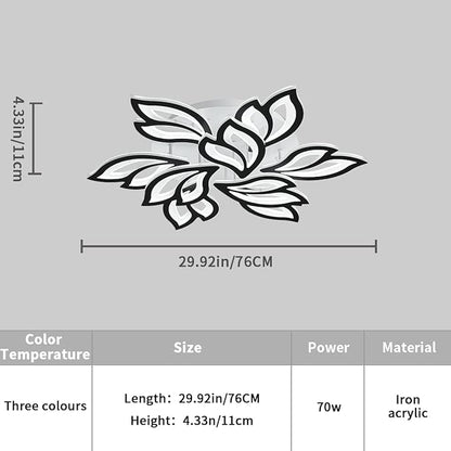 Garwarm LED Ceiling Light, Dimmable Modern Flower Shape Flush Mount Ceiling Lamp, 75W Acrylic Petals Ceiling Chandelier Lighting with Remote Control for Living Room Bedroom Dining Room (Black)