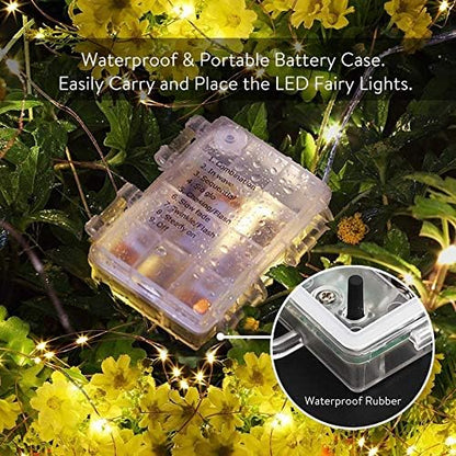 String Lights,LED Copper Wire Lights, Each Set 33ft/10M 100LEDs and 4 Remote Control.AA Battery Powered,Decor Rope Lights for Holiday,Wedding, Parties.(White)