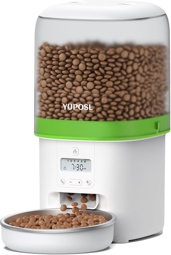 Automatic Cat Feeder - 4L Timed Auto Pet Feeder for Cat and Dog with Dry Food Dispenser, 180-day Battery Life, 1-6 Meals Per Day, 1-16 Portion, Desiccant Bag Keeps Food Fresh-Mewly Pet