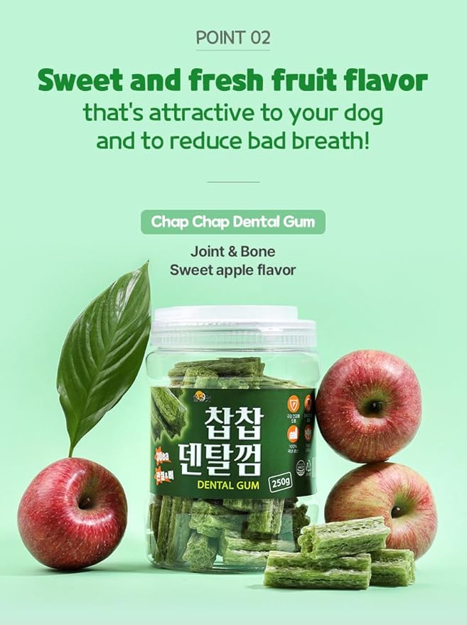 SSOMDALPET Chap Chap Dental Gum for Dogs, 30 Chews | Soft & Chewy, Dental Care Treat, Large Pack, Joint & Bone, Eye & Skin, Gut & Probiotics Options (30 Count, Joint & Bone (Green/Apple))-Mewly Pet