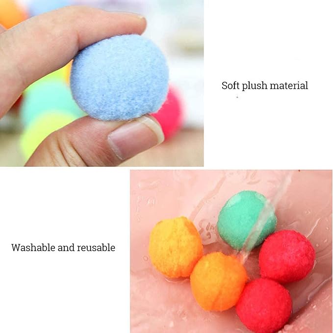 30Pcs 1.3 Inch Cat Toy Balls Soft Kitten Pompom Toys Indoor Cats Interactive Playing Quiet Ball Cats Favorite Toy, Cat Pom Pom Balls for Craft DIY Creative Crafts Decorations (Assorted Color)-Mewly Pet