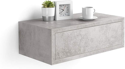 Mobili Fiver, Riccardo Floating nightstand, Concrete Effect, Grey, Made in Italy