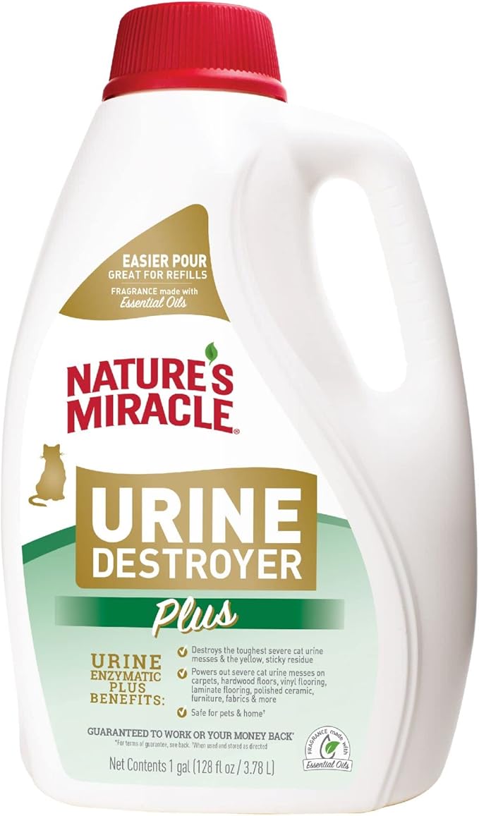 Nature's Miracle Urine Destroyer Plus for Cats, Enzymatic Formula for Severe Cat Urine Stains, 1 Gal-Mewly Pet