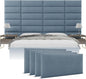 Vänt Upholstered Wall Panels - Queen/Full Size Wall Mounted Headboards - Micro Suede Blue - Set of 4 Panels (Each Individual Panel 30"x11.5")