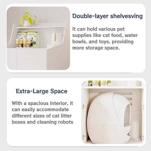 Large Cat Litter Box Enclosures,Litter Robot Enclosure,Hidden Litter Box Furniture,Hidden Cat Washroom Furniture with Door,Kitty Litter Box Furniture with Hidden Storage As Sideboard Cabinet-Mewly Pet