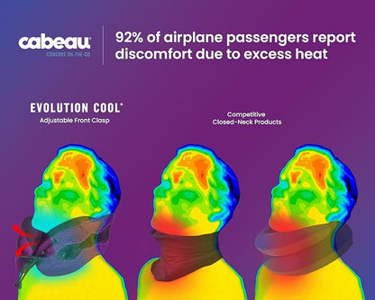 Cabeau Long Haul Flight Cooling Travel Neck Pillow – Evolution Cool – Supportive Memory Foam with Airflow Vents – Compact with Carrying Case (Purple)