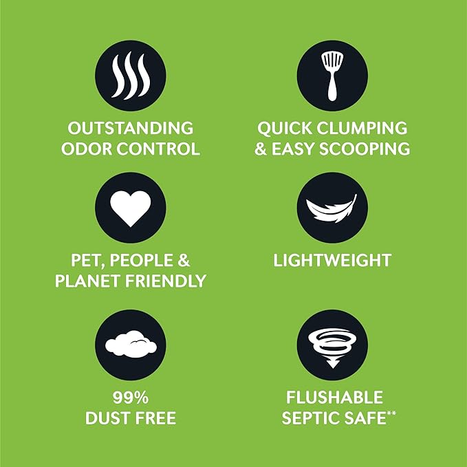 WORLD'S BEST CAT LITTER Comfort Care Unscented 15-Pounds - Natural Ingredients, Quick Clumping, Flushable, 99% Dust Free & Made in USA - Long-Lasting Odor Control & Easy Scooping-Mewly Pet