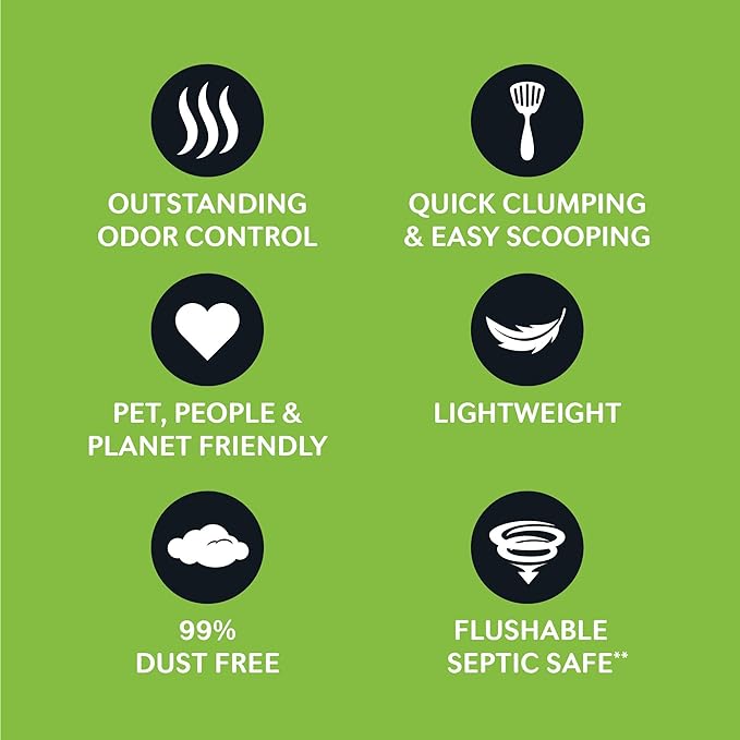 WORLD'S BEST CAT LITTER Comfort Care Unscented, 8-Pounds - Natural Ingredients, Quick Clumping, Flushable, 99% Dust Free & Made in USA - Long-Lasting Odor Control & Easy Scooping-Mewly Pet