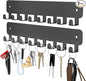 pickpiff 2 Pack Key Holder for Wall Adhesive, Key Hooks with 8 Hooks Wall Mounted, Black Key Hangers No Drill for Living Room, Kitchen, Office
