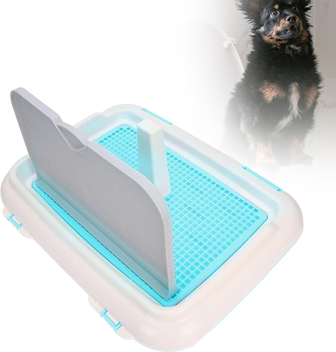 Indoor Dog Potty Tray, Miniature Poodle Dog Pad Holder Tray, Puppy Training Anti Slide Plastic Potty Tray Dog Toilet, Dog Litter Box for Small and Medium Dogs (Blue)-Mewly Pet