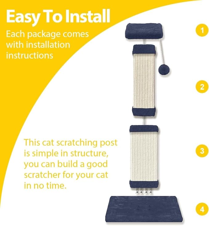 AGYM Cat Scratching Post, 32 Inch Cat Scratch Post for Cats and Kittens, Protect Your Furniture and Exercise Cats, Nature Sisal Modern Cat Scratcher for Indoor Cats, Blue-Mewly Pet